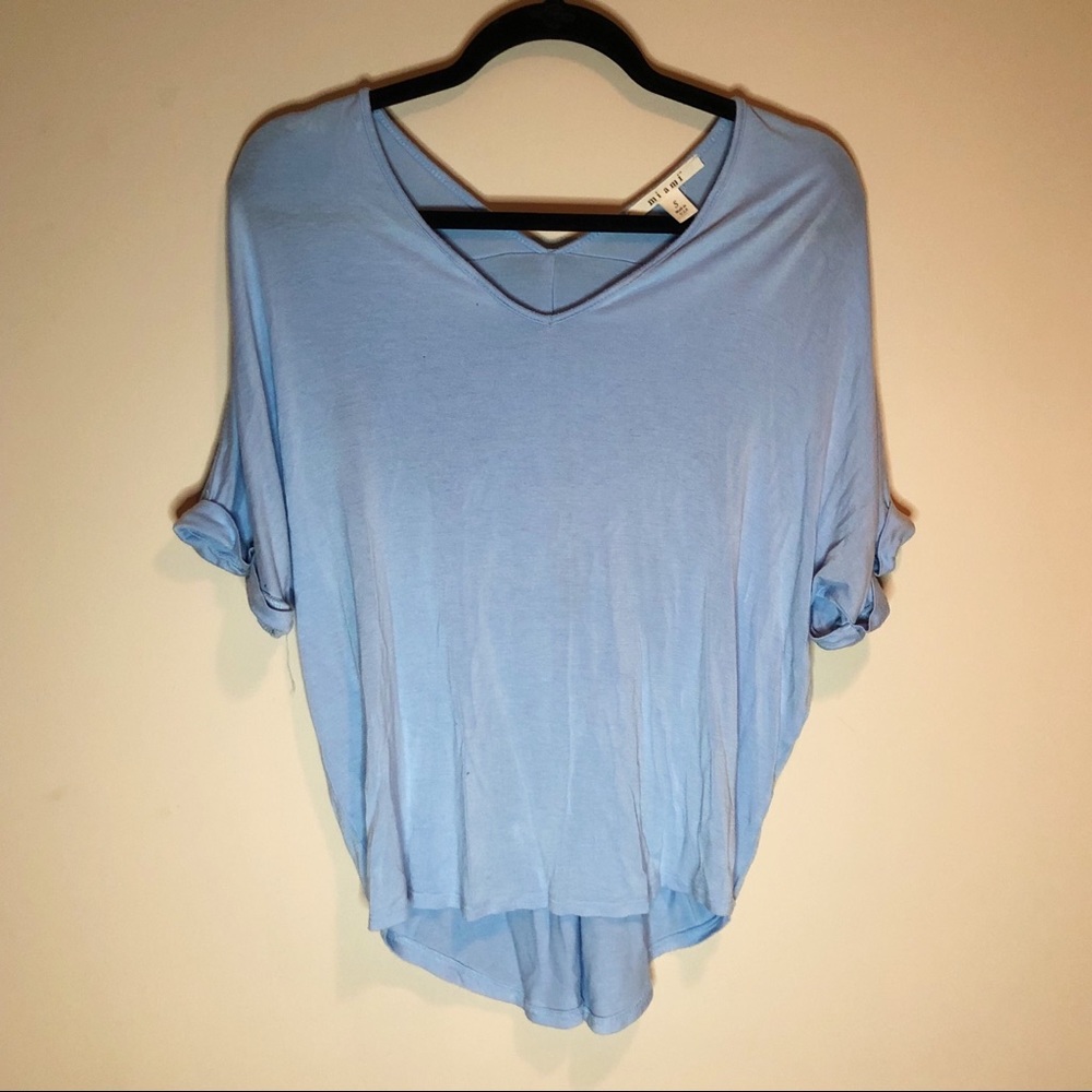 ‼️SOLD‼️Francesca’s Blue V-Neck Shirt